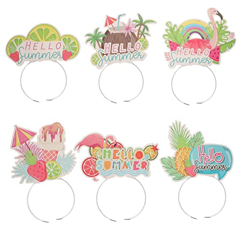 Ciieeo 6St Hawaiianisches Stirnband Bands Haarbänder für kleine Mädchen Stirnbänder kosmetisches Stirnband Haarnetz Haarband für Stirnband mit Sommermotiv Partydekor Papier von Ciieeo