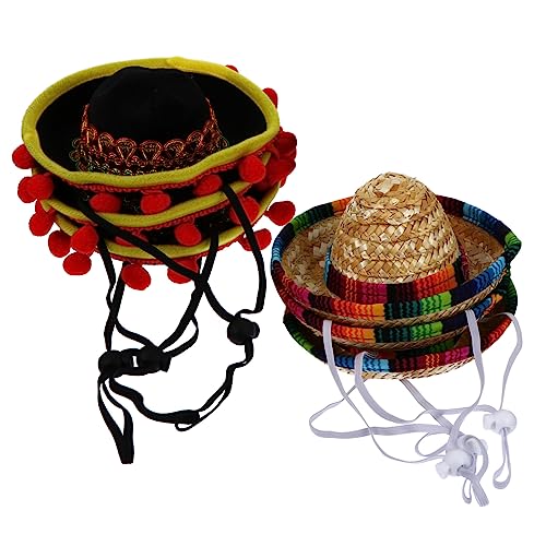 Ciieeo 6St Mexikanischer Hut Mini-Sombrero Mexikaner Party-Sombrero Hund Sombrero-Hut mexikanische strohhüte mexiko hut cap lustig geburtstagshüte Hüte anziehen Runde Partyhüte Polyester von Ciieeo