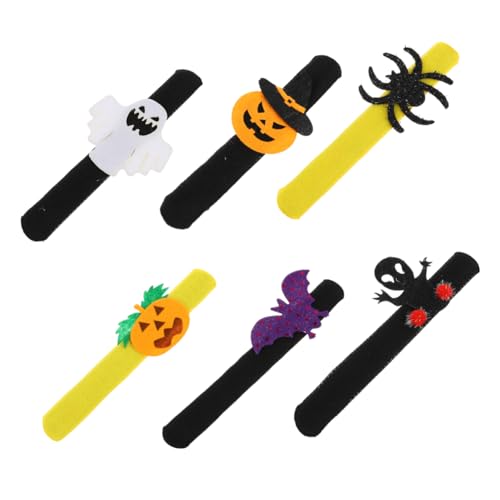 Ciieeo 6st Pop-kreis-armband Plüsch Schlagarmbänder Für Halloween Party-slap-armbänder Halloween-slap-armbänder Halloween-party-armbänder Schlagarmbänder Für Kinder Schlagbänder Flanell von Ciieeo