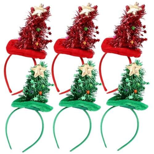 Ciieeo 6st Weihnachtskopfkissen Sterne Stirnband Weihnachtskopfbedeckung Haarband Für Die Weihnachtsfeier Urlaubs-stirnband Lametta Weihnachtsbaum Weihnachtskopfschmuck Stirnbänder Stoff von Ciieeo