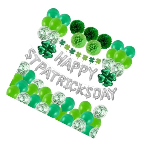 Ciieeo 70 Stück 1 Satz Ballons Kleeblatt-Dekorationen st patricks day grüne Girlande seidenband bandfeile Zubehör für Partydekoration st patricks day party luftballons kit von Ciieeo