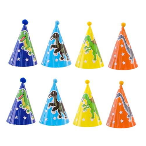 Ciieeo 8-teiliges Dinosaurier-geburtstagshut-set Für Kinder Party-kappen-dekorationsset Papierkegel Mit Dinosaurier-druck Partyhüte Für Kindergeburtstagszubehör Zufällige Farbe von Ciieeo