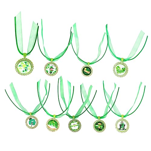 Ciieeo 9St Halskette für Kinder Kinderhalskette geschenkt St. Patricks Day Halsband Perlenkette kinder anhänger kinder medaillon dekorative hals zubehör Zinklegierung Green von Ciieeo