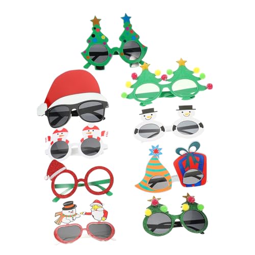 Ciieeo 9st Weihnachtsbrille Party-brillengestelle Weihnachtskostüm Brille Partybrille Weihnachtsfeier Requisiten Gläser Mit Weihnachtlichem Weihnachtsfeier Brille Plastik von Ciieeo