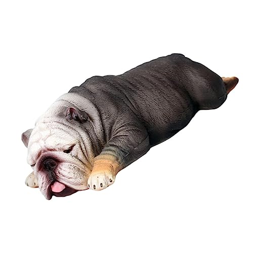 Ciieeo Schlafender Bulldogge Figurine Realistische Hund Statue Dekoration Für Simulation Hund Hund Modell Für Tierliebhaber von Ciieeo