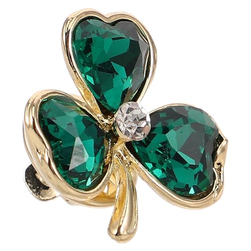 Ciieeo Kleeblatt-Brosche Damenbrosche irischer Festivalschmuck Pullover-Schal-Clips Perlen-Sicherheitsnadel Pullover-Clips St. Patricks Day-Pin Brosche Clips Blumenbrosche Glas Dark Green von Ciieeo