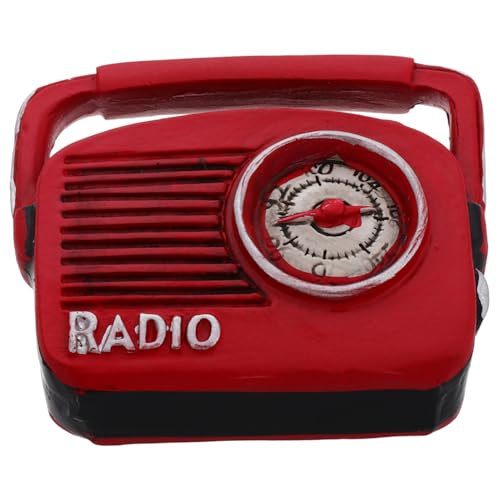 Ciieeo Musikdekorationen Reflektorschilder Retro-puppenhaus Kameramodell Kleine Ornamentmodelle Hohle Abziehbilder Kleine Tierfiguren Kleines Ornament-grammophon Radio Harz Rot von Ciieeo