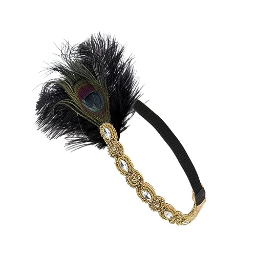 Ciieeo Pfauen Stirnband Make Up Haar Stirnbänder Flapper Fascinator Stirnband Stirnbänder Für Mädchen Haar Accessoires Haar Accessoires Für Frauen Abschlussball Schwarzes von Ciieeo