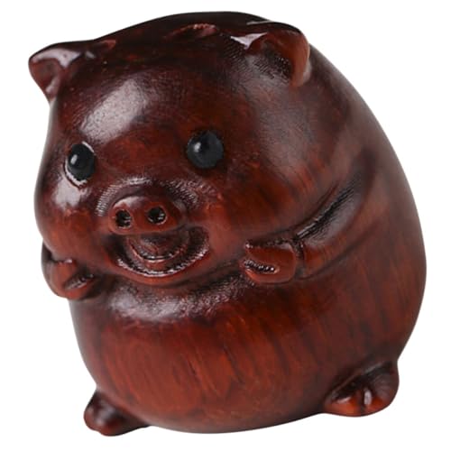 Ciieeo Sandelholz- -Statue Schweine Schweinchen-Anhänger holzschwein Dekorative Holzfigur Chinesisches Sternzeichen Anhänger Schlüsselanhänger-Anhänger von Ciieeo