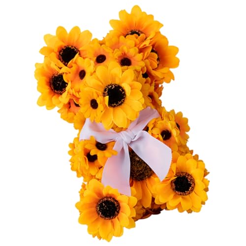 Ciieeo Sonnenblumenbär Bärendekor Tierstatue Bär Figur süße Bärenverzierung Einweihungsgeschenk Sonnenblumen-Bären- bärenförmige Dekoration Bärenstatuendekoration Polyester von Ciieeo