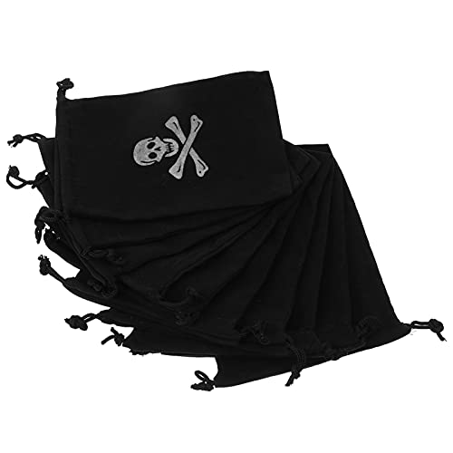 Ciieeo Spielzeug Pirate Kordelzug 10Pcs - Kordelzugbeutel Polyester Thema Treasure Bags Halloween Party Bag Aufbewahrungstaschen （ Schwarz ） Kordelzug Kinder von Ciieeo