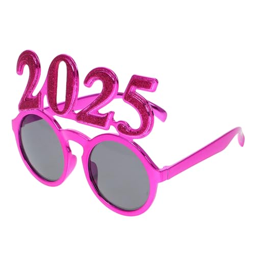 Ciieeo digitale Brille 2025 Glitzerbrille 2025 Brille Partybrille 2025 Neujahrs-Requisiten Neue Jahr Party Brille Spaß Foto Requisiten Party-Brille-Stütze Neujahrsparty-Brillen Stk Rosy von Ciieeo