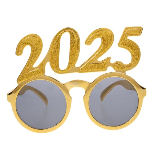 Ciieeo digitale Brille Neujahrsbrille Die Modebrille Spaßbrille Einzigartige Brille Weihnachtsbrille Neujahrs-Requisiten Neujahrs-Fotorahmen-Foto-Requisiten Silvester Brille Stk Golden von Ciieeo