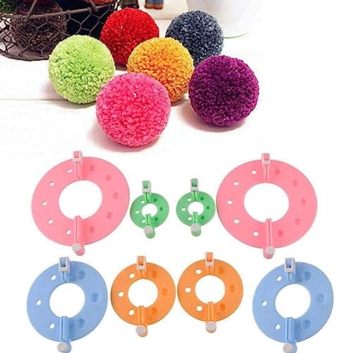 Cikiki 8 Stück Wollknäuel Maker Strickwerkzeuge Garn Pompon Wolle Plüsch Ball Set Flaum Ball Werkzeuge Wollball 4 Pompons Weaver Produktionsgrößen von Cikiki