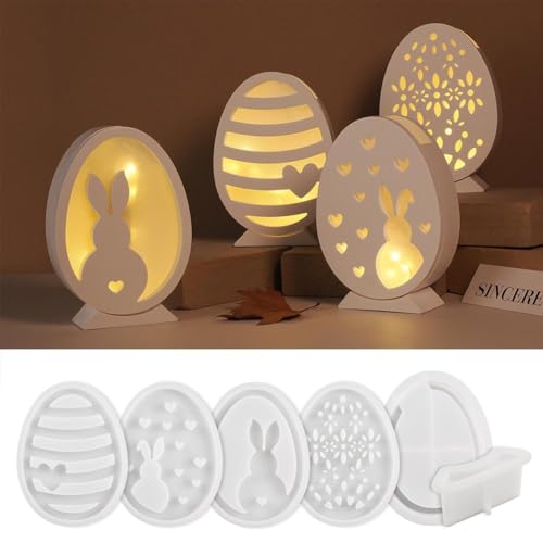 Silikonformen Gießformen Ostern, 6pcs Silikonform Ostern Hase Silikon Gießform Ostern Silikonform Osterei Gipsformen zum Gießen Osternhase Epoxidharz Formen Giessformen Silikon Ostern für Handwerk von Cikiki