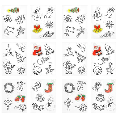 Cikonielf 12 Stück Schrumpfplastikblatt Satz Schrumpffolien Weihnachts Wärmeschrumpfende Plastikfolie Wärme Shrinky Blätter für Kinder Craft Handwerk von Cikonielf