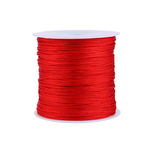 Cikonielf Satin Cord Crafts Nylon Chinesische Knoten Cord Rattail Makramee Shamballas Faden Schnur Rot 100M X 0,8mm von Cikonielf