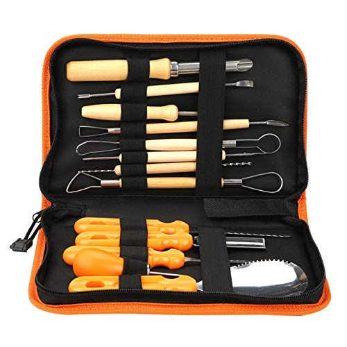 Halloween Schnitzset Schnitzwerkzeug Profi Schnitz Tool Kit Halloween Dekoration Zubehör mit Aufbewahrungstasche von Cikonielf