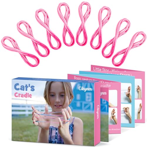 Cikyner Finger Twist, 8 Stück Fingerspiele 2m Lang 2mm Durchmesser Fadenspiele Für Kinder mit anleitung Polyester Rosa Fingertwist Ideal für Geschenke für Mädchen und Jungen zu Geburtstag, Ostern von Cikyner