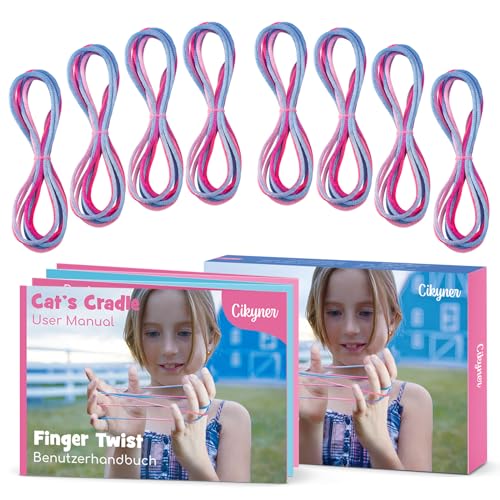 Cikyner Finger Twist, 8 Stück Fingerspiele 2m Lang 2mm Durchmesser Fadenspiele Für Kinder mit anleitung Polyester Bunt Fingertwist Ideal für Geschenke für Mädchen und Jungen zu Geburtstag, Ostern von Cikyner