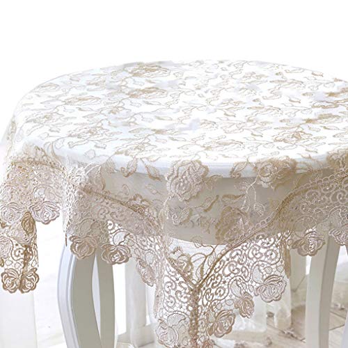 Cileruide Transparent Floral Jacquard Lace Tischdecke Lace Edge Decoration Quadratische rechteckige Tischdecke Multi-Größen für Esstisch Waschbare Tischdecke (Champagner kleine Größe,85x85cm) von Cileruide