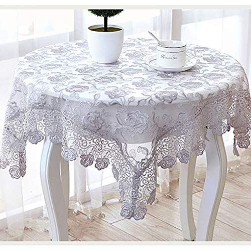 Cileruide Transparent Floral Jacquard Lace Tischdecke Lace Edge Decoration Quadratische rechteckige Tischdecke Multi-Größen für Esstisch Waschbare Tischdecke (Graue quadratische Form,150x150cm) von Cileruide