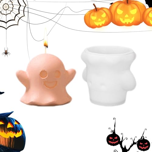 Cileznw Halloween-Kerzenformen, 3D-Kerzenformen Halloween - Geister-Gipsform,3D-Halloween-Kerzenformen, Silikonform für Epoxidharz, Kerze, handgemachte Seife, Halloween-Dekor von Cileznw