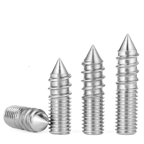 Metallschrauben 5 Stück Stockschrauben M4/M5/M6 Doppelseitige Stockschrauben mit Gewinde Doppelkopfschrauben Selbstschneidende Schrauben Edelstahl 304 Holzverbindung Möbelbeine(M4*30) von Cilky