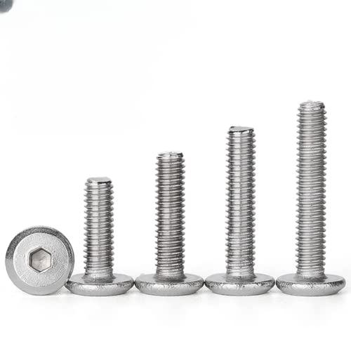 Metallschrauben 50 Stück Flachknopf-Kappenbolzen M2.5 Ultra-Low-Head-Innensechskantbolzen 304 Edelstahl-Kappenbolzen Möbelbeschläge Länge 3-20(M2.5 * 12) von Cilky