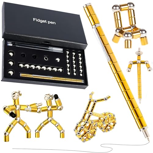 Cimvidi Magnetischer Kugelschreiber, Multifunktions Magnetischer Stift Stress Entlastung Kugelschreiber Metall Stift Magnet Stift Kühle Stifte Gadgets, Geschenk für Junge Männer Frauen (Gold) von Cimvidi