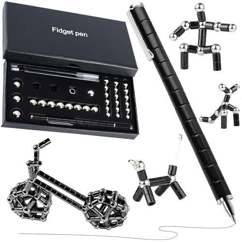 Cimvidi Magnetischer Kugelschreiber, Multifunktions Magnetischer Stift Stress Entlastung Kugelschreiber Metall Stift Magnet Stift Kühle Stifte Gadgets, Geschenk für Junge Männer Frauen (Schwarz) von Cimvidi