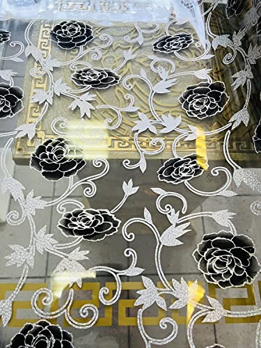 Tischfolie mit Blumen Muster- Maß nach Wunsch - Transparent Klar Tischdecke Tischschutz Schutzfolie Abwaschbar weich PVC 90cm (90x160cm + Toleranz) von Cinar