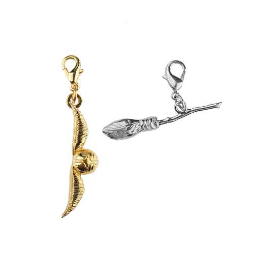 Set de 2 Charms Quidditch (Snitch Dorada y escoba) von Cinereplicas