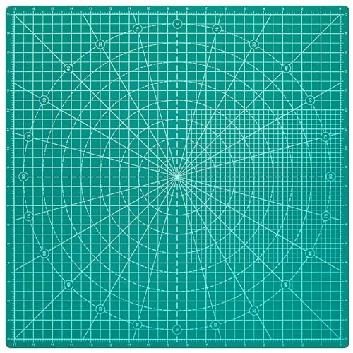 Cinnvoice 45,7 x 45,7 cm rotierende Schneidematte 43,2 cm Raster, grün, selbstheilend, um 360° drehbar, quadratisch, rotierende Schneidematte mit rutschfester Unterseite zum Quilten, Stoffschneiden von Cinnvoice