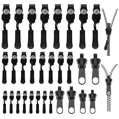 30 Stück Reißverschluss Zipper, Reisverschluss-Reparaturset, 3 Größen Reißverschluss Reparatur Set Fix Reissverschluss Zipper, Reißverschluss Zipper Reparatur für Jacket Backpack Luggage Sleeping Bag von Cinsersr