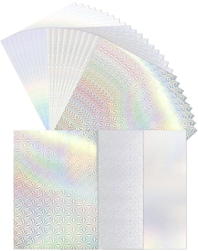 Cinvo 30 Stück metallisch holografischer Karton, glänzend, schillernd, A4, dicker Karton, Spiegelpapier, Postertafeln, reflektierende Blätter für Kartenherstellung, Scrapbooking, Schilder, von Cinvo