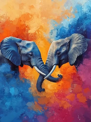 Malen Nach Zahlen Erwachsene Elefant, Malen Nach Zahlen Tier ab 7 Jahre Mädchen, Malen-Nach-Zahlen mit Pinseln Acrylfarben, DIY Paint by Numbers Ölgemälde Geschenke Dekor Ohne Rahmen 30x40cm F-2 von Ciooyxee