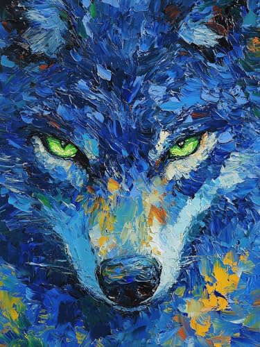 Malen Nach Zahlen Erwachsene Wolf, Malen Nach Zahlen Tier Kinder Kleines Format, DIY Paint by Numbers Anfänger, Painting by Numbers Acrylfarben Ölgemälde Geschenke Dekor Ohne Rahmen 80x110cm K-4 von Ciooyxee