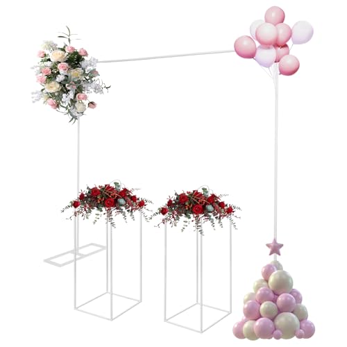 Ballonständer, Hochzeitsständer, Hochzeitskulissenständer, Metall Ballonbogen Ständer, Hochzeitsbogen, Luftballon Bogen Gestell, Traubogen Hochzeit (Weiß 2 * 2m+27 * 27 * 80cm) von Ciounmb