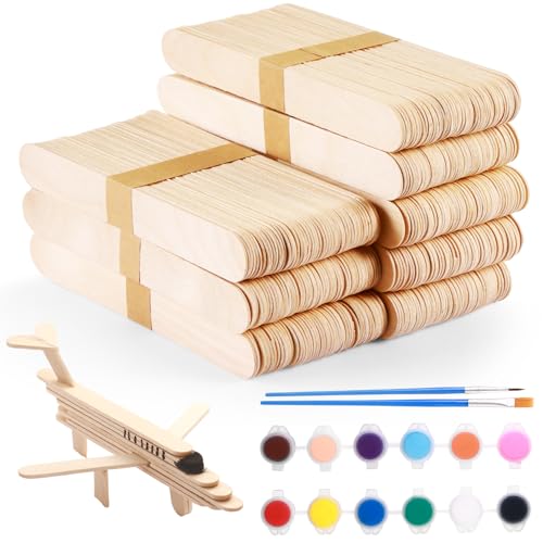 500 Stück Jumbo Popsicle Sticks zum Basteln, 20,3 cm Zungenspatel, Holzstäbchen, Farbrührstäbchen, Bastelstäbe zum Basteln, große Eis am Stiel zum Wachsen, Wachs-Applikator-Sticks für Haarentfernung von Circloophs