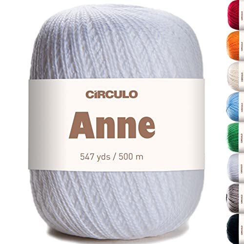 CÍRCULO – Hochwertige Wolle zum Stricken & zum Häkeln | 100% Baumwolle mercerisiert - 500m - Qualität seit 1938 (weiß) von Circulo