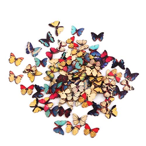 Cisixin Candy Farbe Blume DIY Holz-Schmetterling zum Annähen Vintage Libelle Tasten, Zeichnung Bunt Schmetterling Holz Buttons für Nähen DIY Handwerk 100 Stück Cisixin Candy Farbe Blume DIY Holz-Schmetterling zum Annähen Vintage Libelle Tasten, Zeichnung Bunt Schmetterling Holz Buttons für Nähen DIY Handwerk 100 Stück von Cisixin