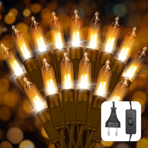 Ciskotu Lichterkette Weihnachtsbaum Warmweiß, 4.35M 20Lichter Lichterkette Tannenbaum Innen IP44 Wasserdicht mit Stecker, Geeignet für Weihnachtsdekoration, Weihnachtsbaumbeleuchtung, Raumdekoration von Ciskotu