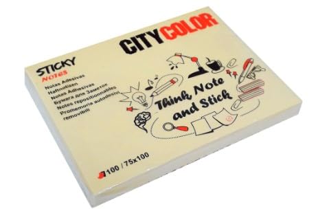 Citycolor Haftnotizen, 10 x 7,5 cm, Block mit 100 Blatt, weiches Gelb von Citycolor