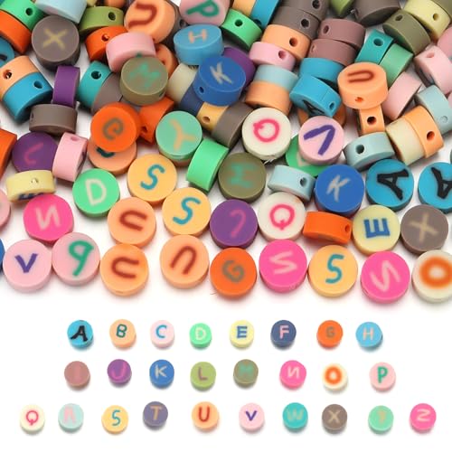 150 Stück Alphabet-Polymer-Ton-Perlen für Kinder, 10 mm, gemischte Heishi-Abstandshalter-Perlen für Armbänder, Halsketten, Schmuckherstellung (Alphabet) von Ckysee