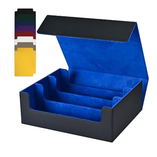 ClAZTyict Kartenaufbewahrungsbox für Sammelkarten 1800+ PU-Kartendeck-Hülle Magnetverschluss Kartenbox Kartendeck-Hülle für Magnetische Spielkarten Schwarz + Blau von ClAZTyict