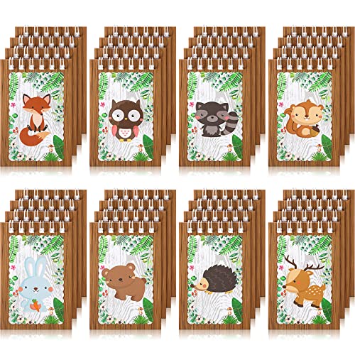 Clabby 32 Stück Mini Notizbücher für Kinder Wald Gastgeschenk, Waldtier Mini Notizblöcke Waldtier Spiralblock Eule Waschbär Eichhörnchen Kaninchen Dekoration für Kinder Klassenzimmer (Süß Stil) von Clabby