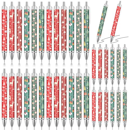 Clabby 36 Stück Weihnachten Kugelschreiber Einziehbare Geltintenstifte mit 1 mm Schwarzer Tinte Lustige Weihnachten Stifte Büro Schreibwaren Geschenk Weihnachtsfeier Mitbringsel Gastgeschenke von Clabby