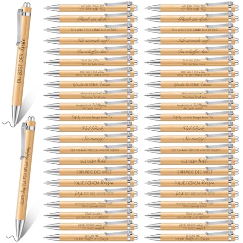 Clabby 48 Stück Inspirierende Holz Kugelschreiber mit Gravur Motivation Stift mit Spruch Druckkugelschreiber mit Zitat Dankeschön Geschenk für Kollege Freund Schule Büro Arbeit Abschluss Weihnachten von Clabby