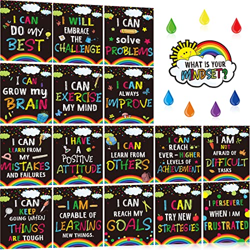 Growth Mindset Poster Set, Konfetti Klassenzimmer Pinnwand Dekorationen positive Achtsamkeit Poster inspirierende Klassenzimmer Poster für Grundschule Mittelschule Wand Displays (Wolkenstil) von Clabby